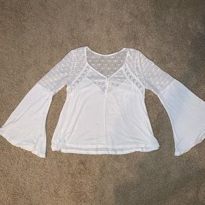 White and Lace Blouse with Bell Sleeves